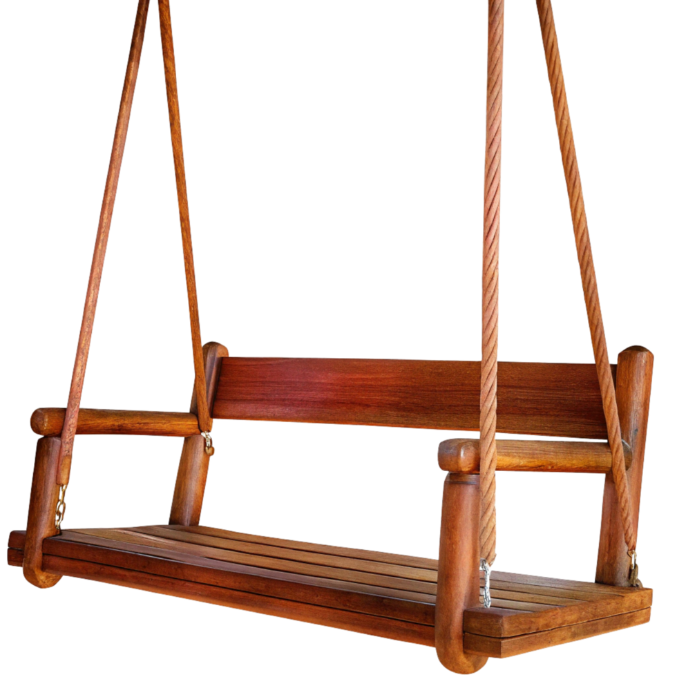 Beautiful Wooden Hanging Swing Seat for Relaxation and Outdoor Enjoyment png