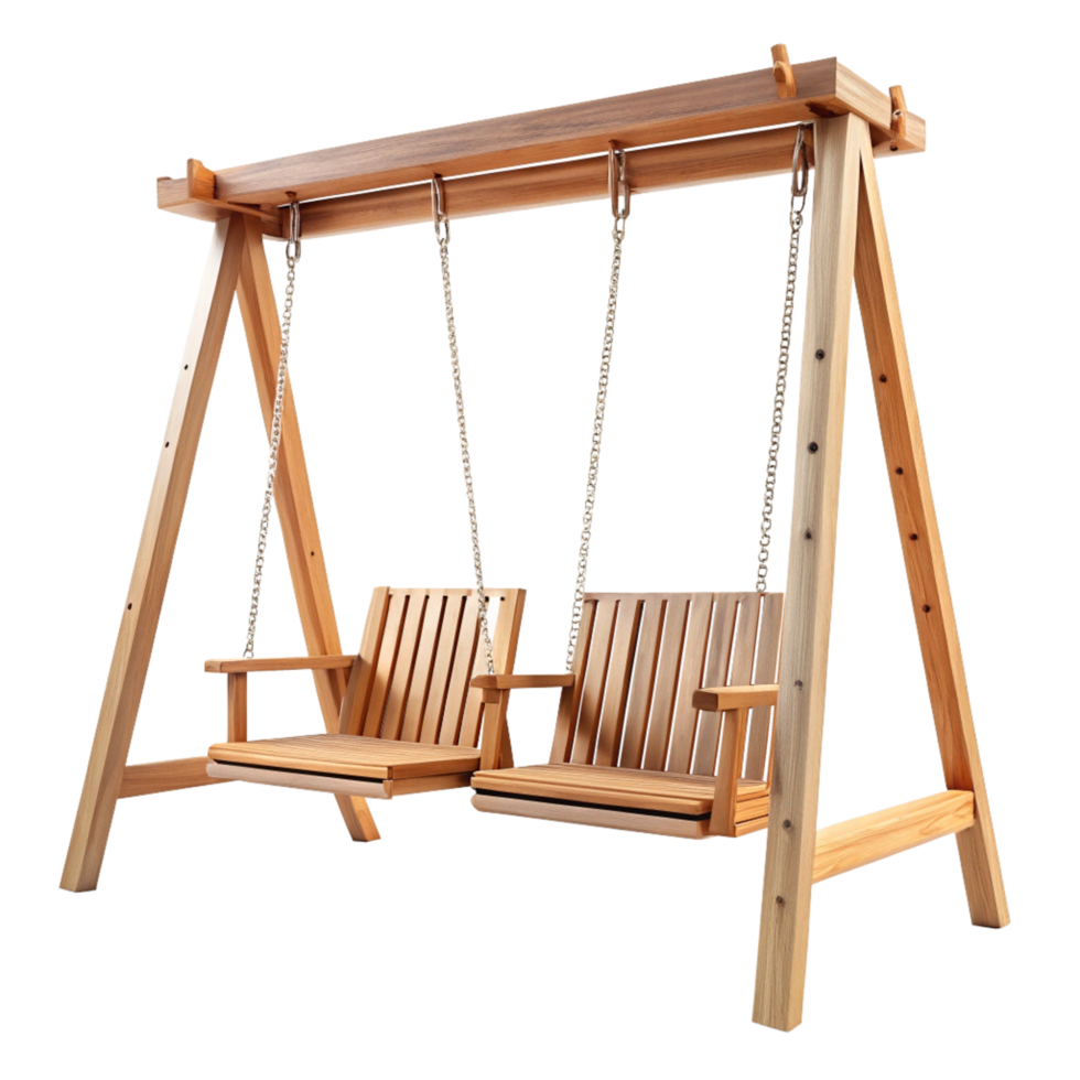 Double Wooden Swing Set for Two People Outdoor Garden Patio Backyard png
