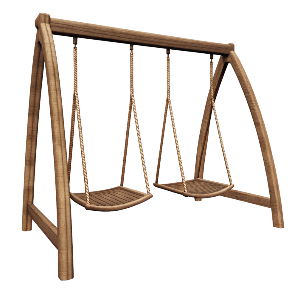 Wooden Swing Set with Two Seats for Children's Playground png