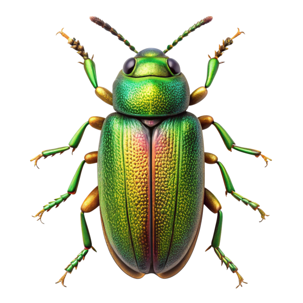 Stunning Closeup of a Vibrant Green and Gold Jewel Beetle with Intricate Details png