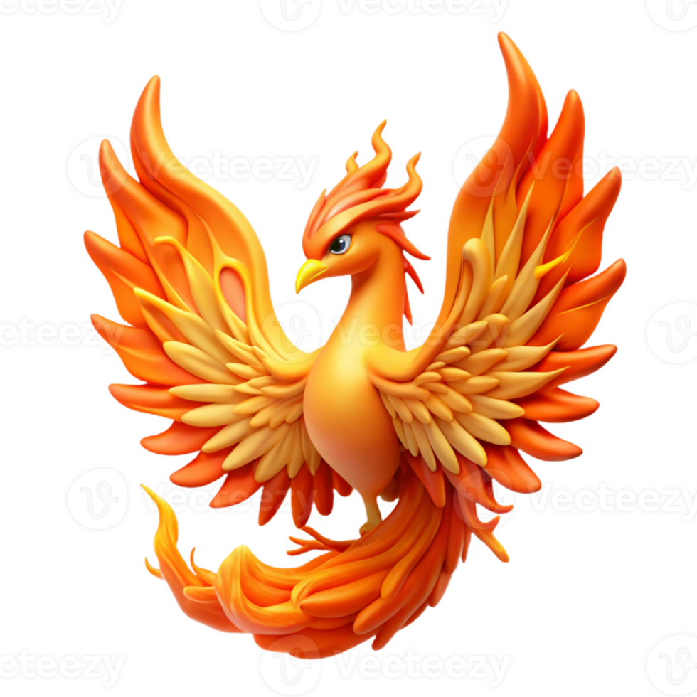 magnificent classic A majestic phoenix with fiery plumage, rising from the ashes, illuminated by the intense heat of the flames. Rebirth, symbolic style original png