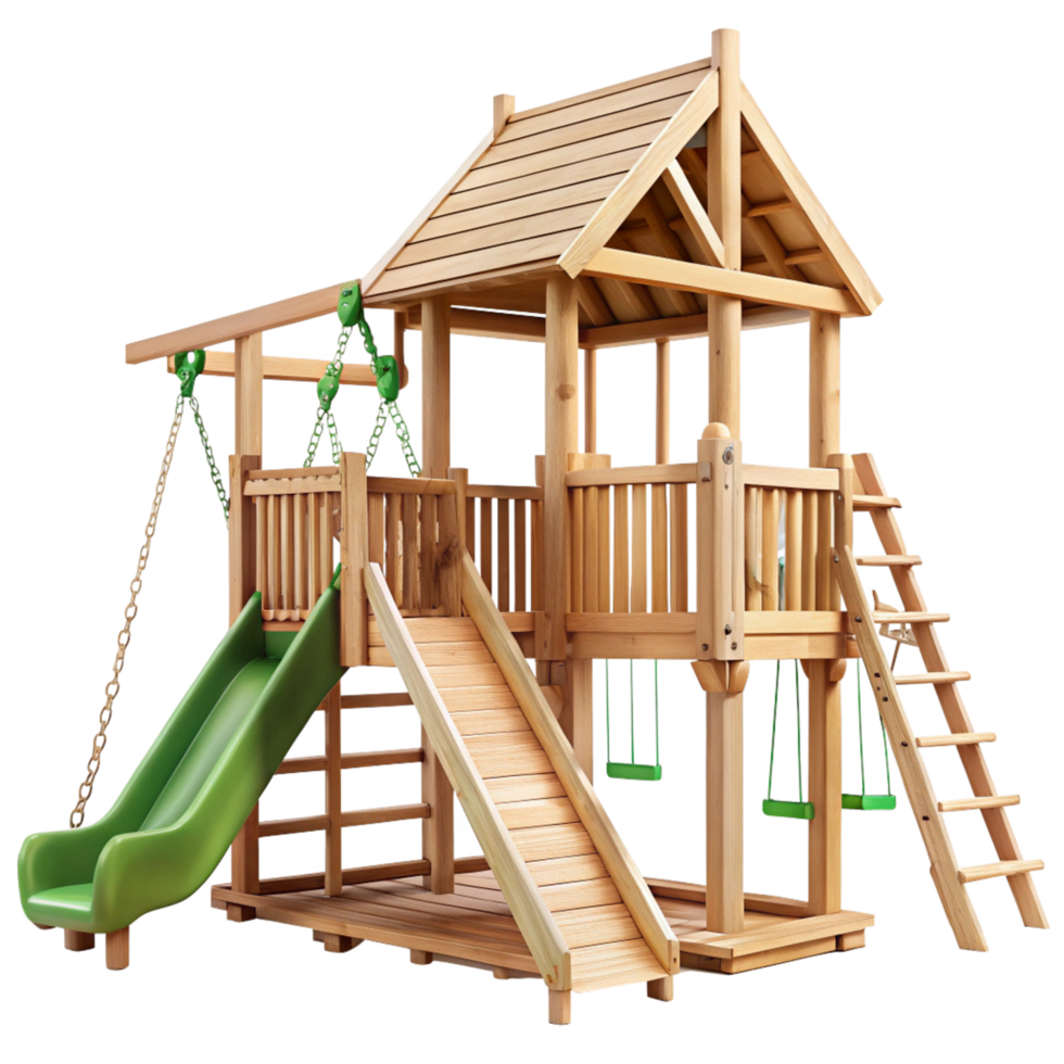 Wooden Playset for Children with Slide Swings and Climbing Ladder Backyard Fun png
