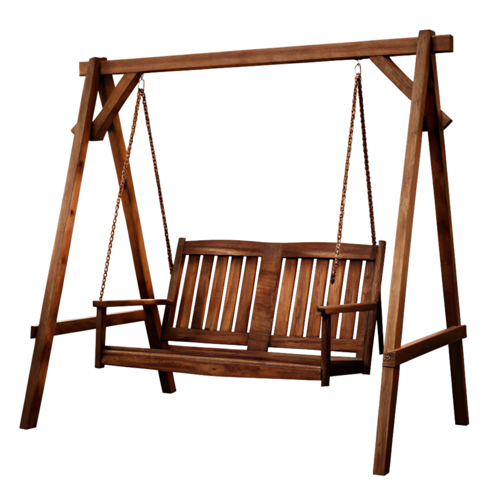 Rustic Wooden TwoSeater Swing for Garden Patio Backyard Porch Deck png