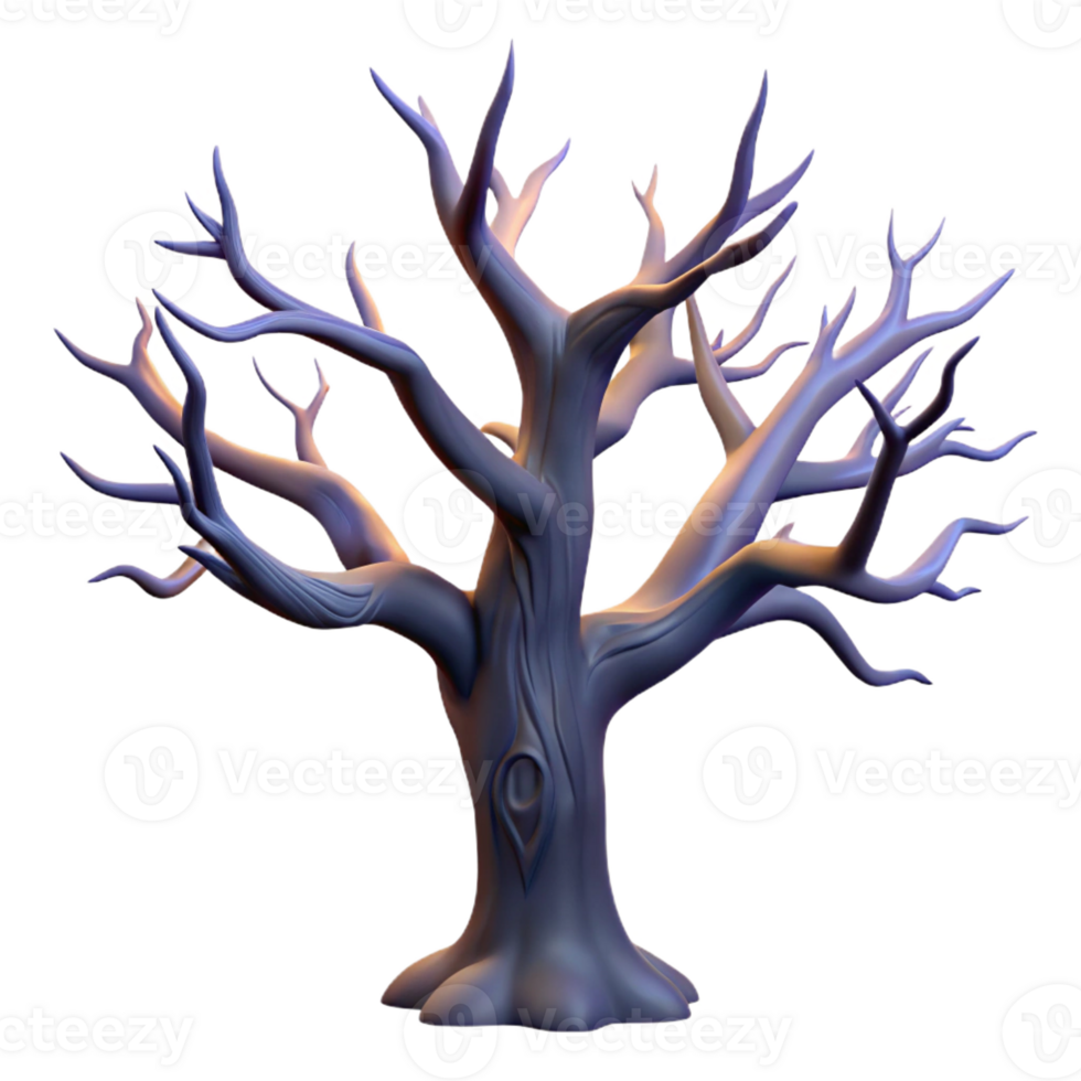 dramatic rustic A gnarled oak tree silhouetted against a twilight sky, branches reaching like skeletal fingers, low-key lighting, ethereal style 4K png
