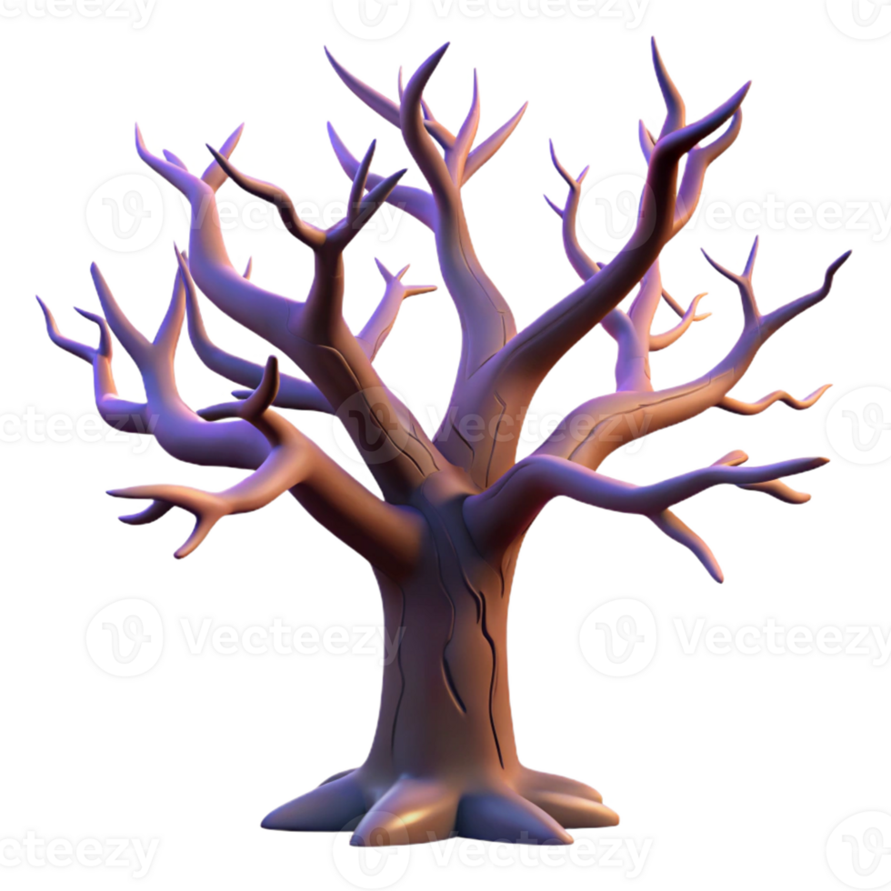 magnificent traditional A gnarled oak tree silhouetted against a twilight sky, branches reaching like skeletal fingers, low-key lighting, ethereal style premium png