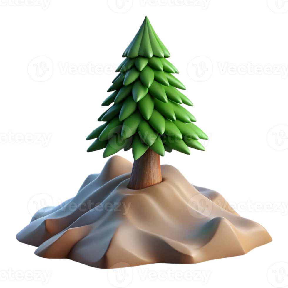 magnificent artistic A lone pine tree on a windswept mountain peak, dramatic lighting, realistic style high quality png