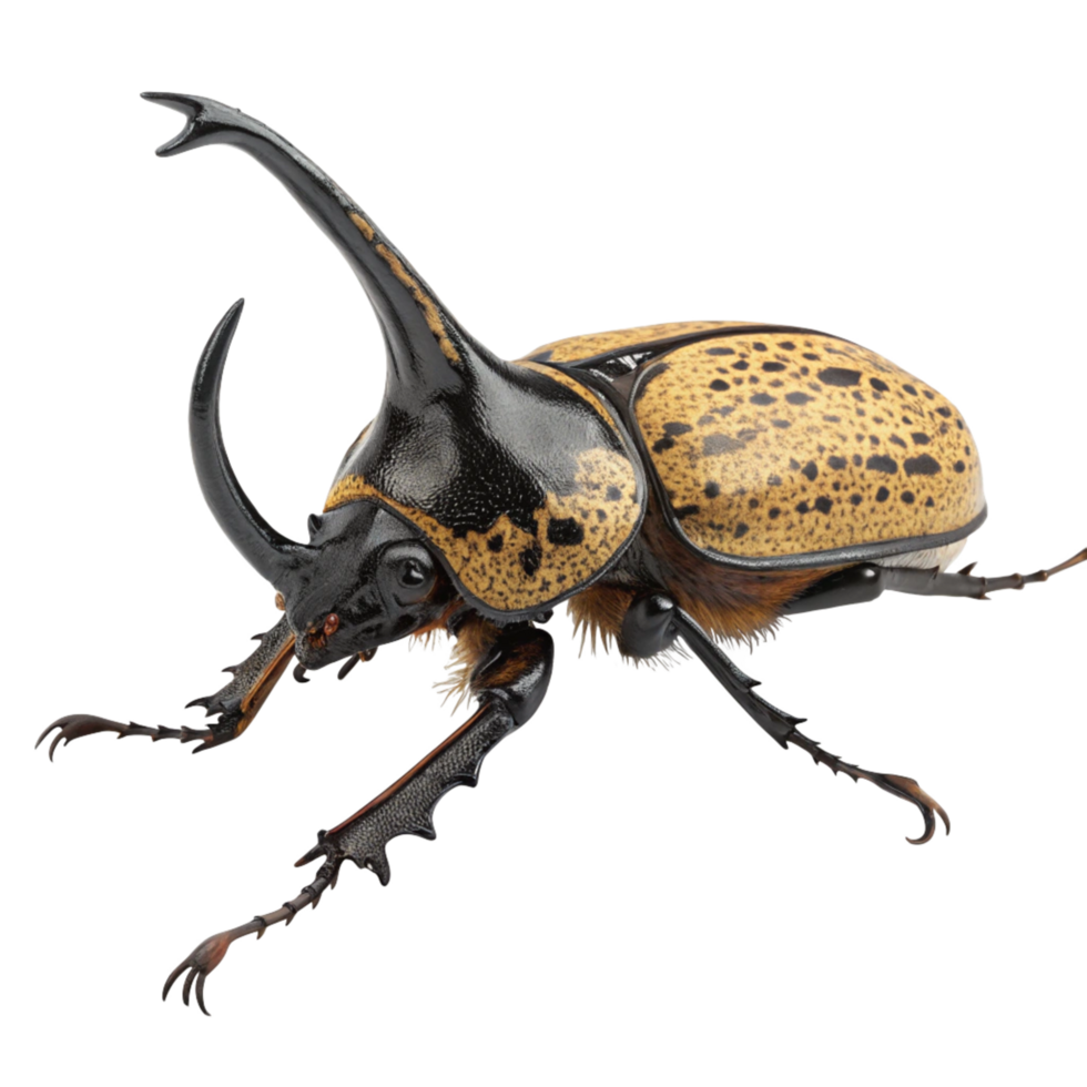 Closeup of a Five Horned Rhinoceros Beetle Dynastinae Family Insect Specimen png
