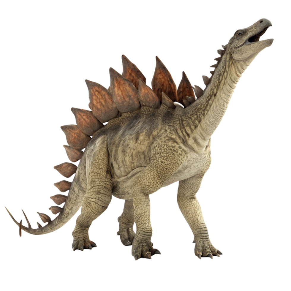 A Stunning 3D Render of a Stegosaurus Dinosaur with Detailed Plates and Skin Texture png