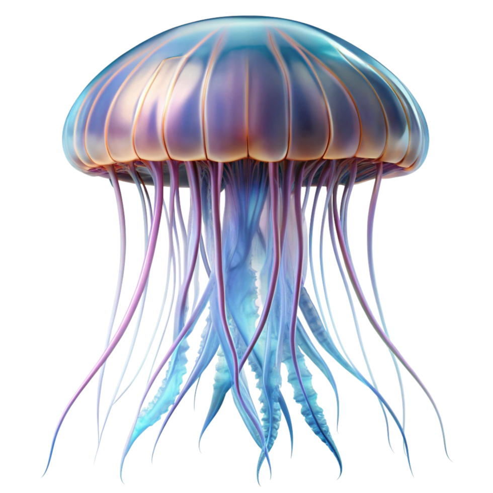Stunning 3D Render of a Bio luminescent Jellyfish in the Ocean Depths png