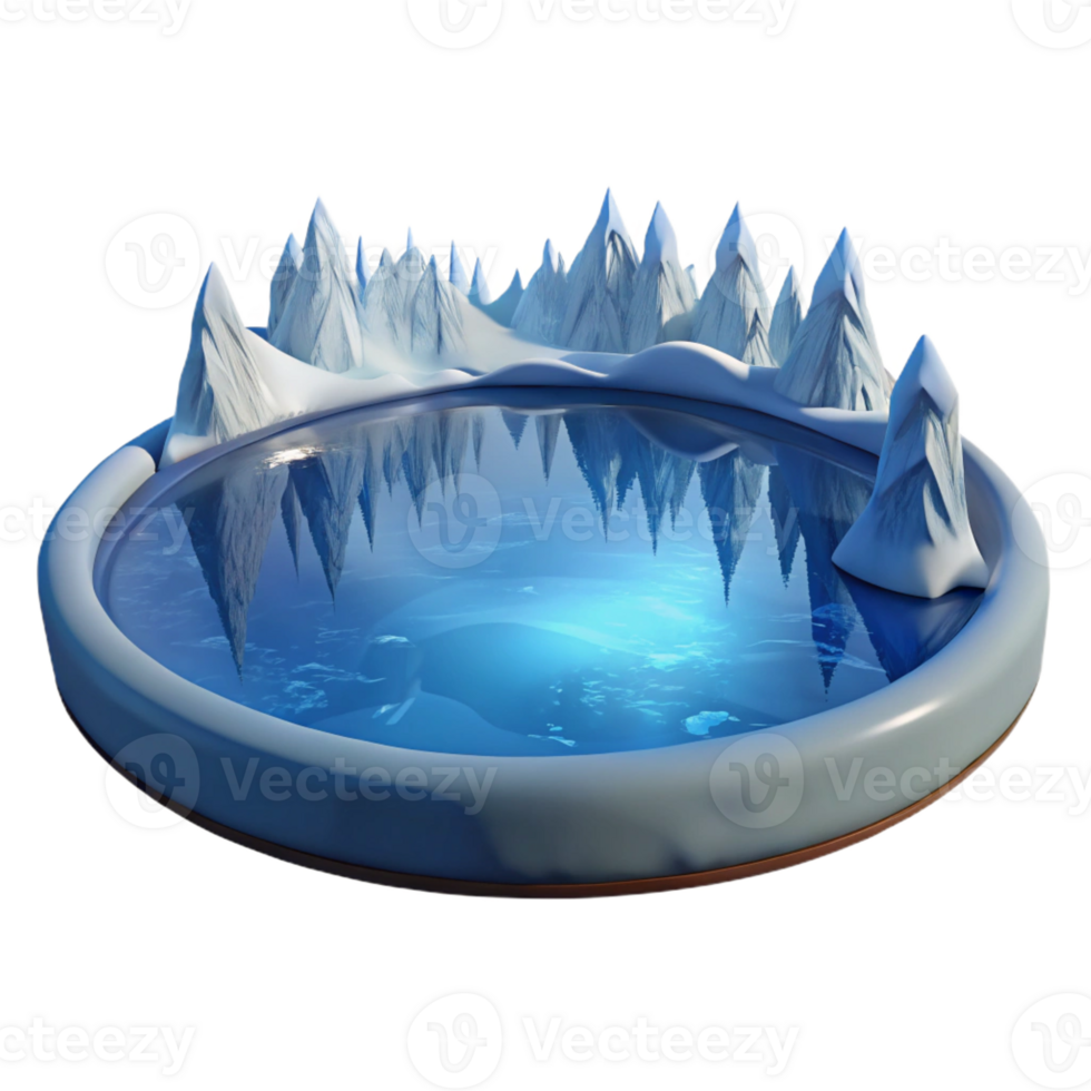 impressive artistic A frozen lake reflecting the winter sky, cool, crisp lighting, minimalist style detailed png