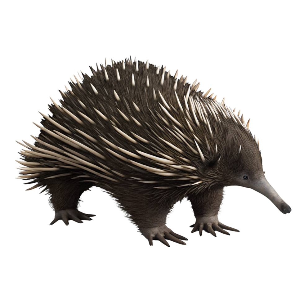 A Stunning Close Up View of an Echidna Animal with its Unique Spines and Features png
