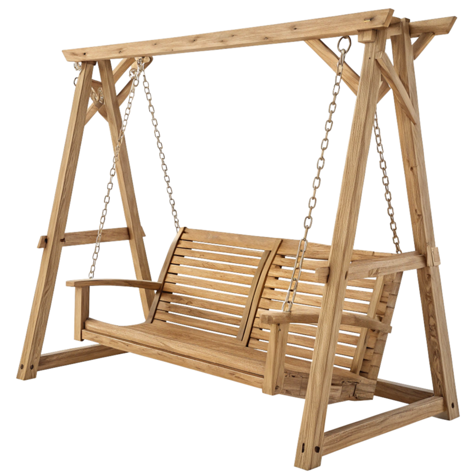 Beautiful Wooden Double Swing Set for Backyard Relaxation and Outdoor Fun png