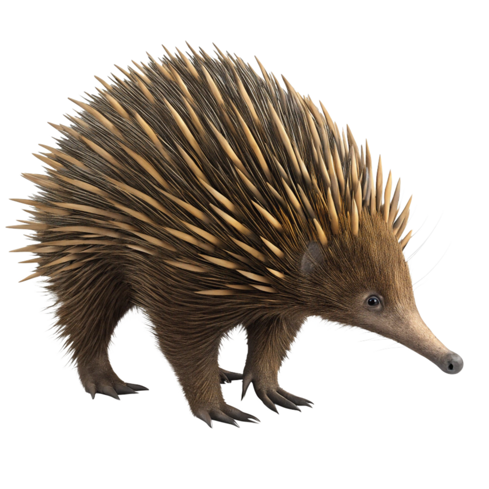 Closeup of an Echidna Showing its Unique Spines and Features png