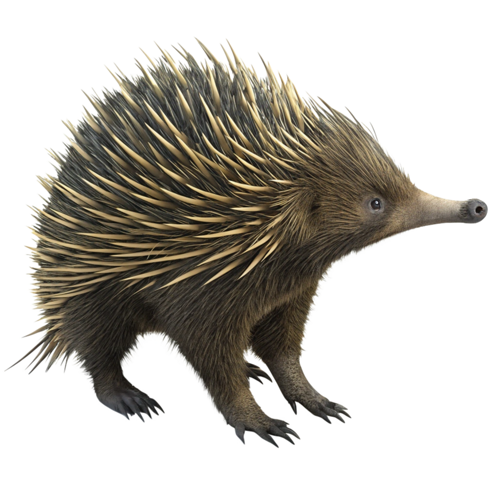A Detailed Close Up of an Echidna Showing its Unique Spines and Features png