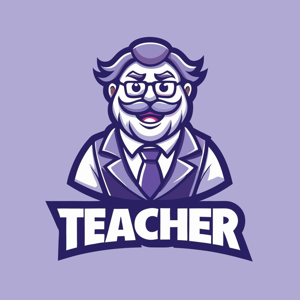 Educational Cartoon Logo Illustration of a Mascot Teacher with a Pointing Stick vector