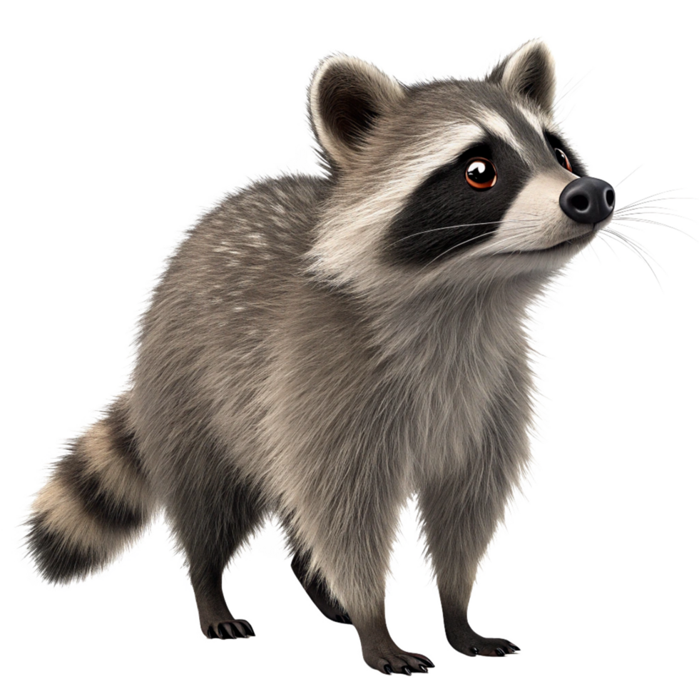 Adorable 3D Render of a Curious Raccoon Looking Upward png