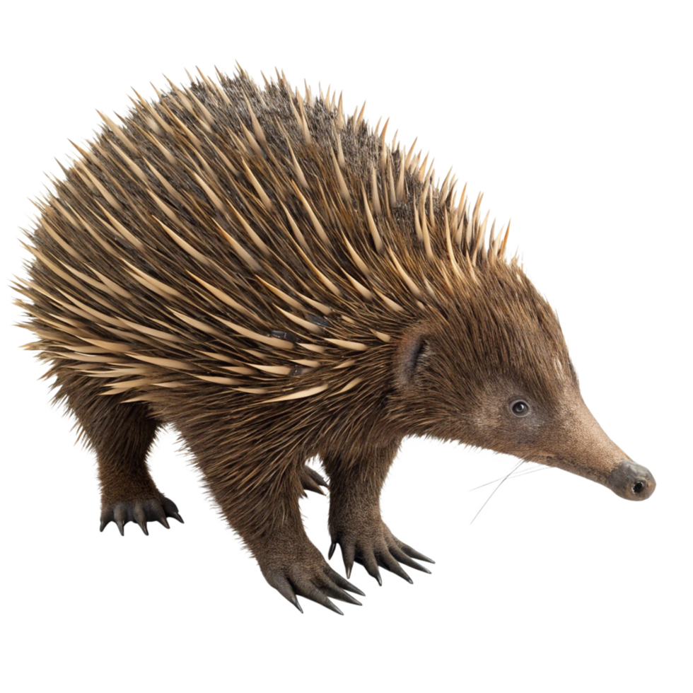 A Detailed Close Up of an Echidna Showing its Unique Spines and Claws png