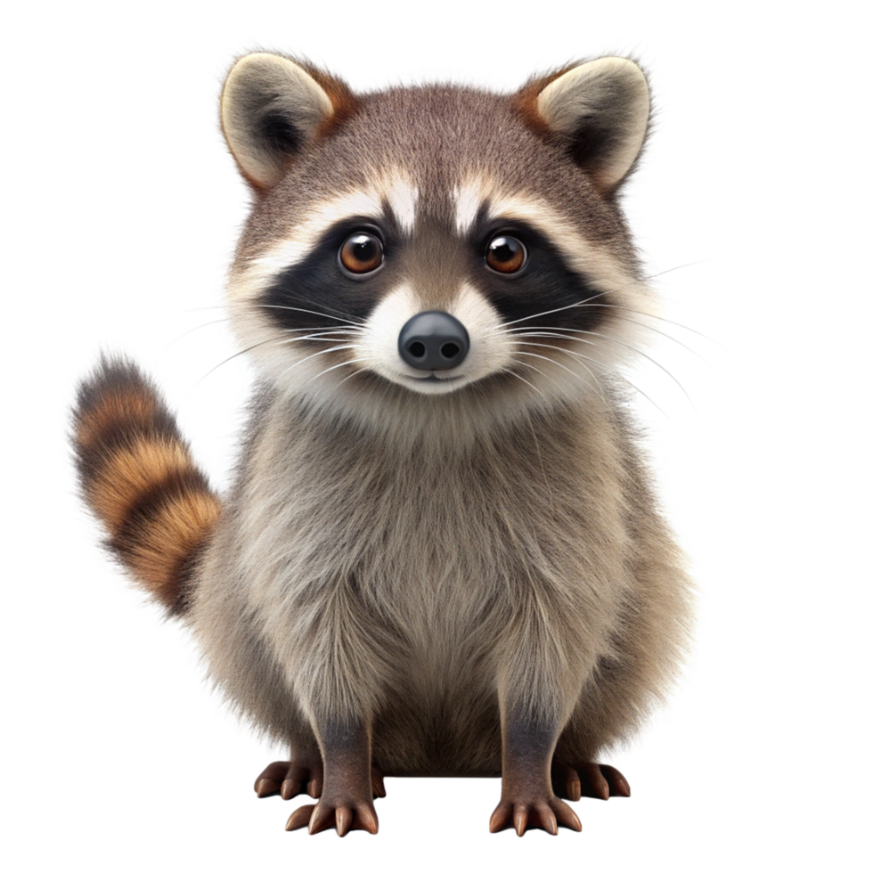 Adorable Raccoon Portrait Against Black Background A Closeup Shot of a Cute Raccoon Sitting and Looking Directly at the Camera png