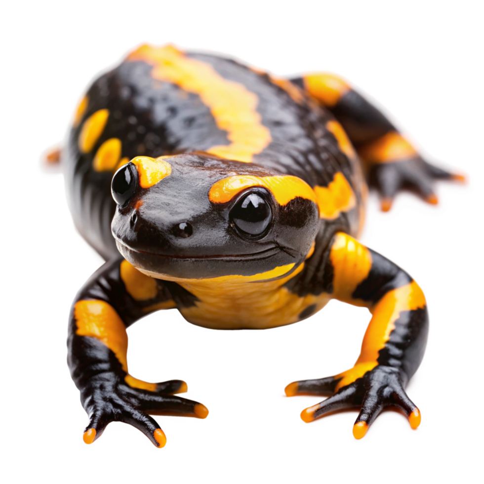 Closeup of a Fire Salamander Showing its Vibrant Yellow and Black Markings png