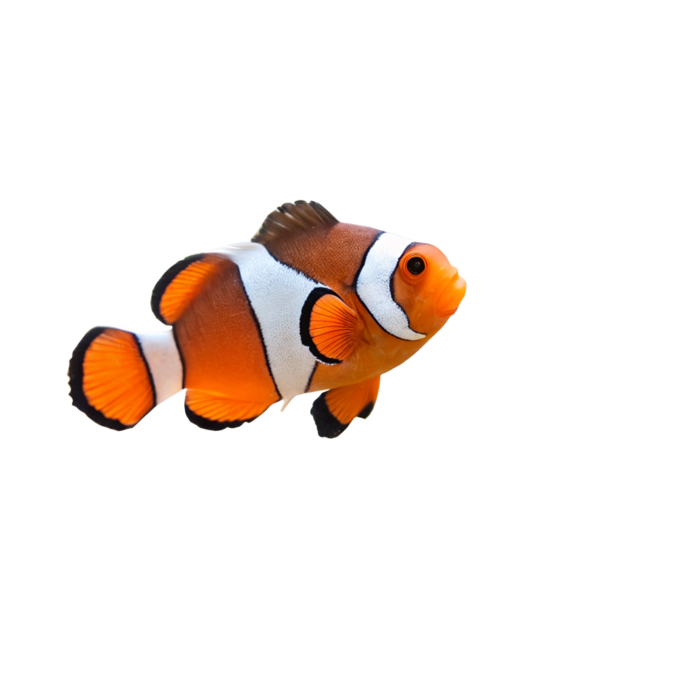 Vibrant Orange and White Ocellaris Clownfish Isolated on Black Background png