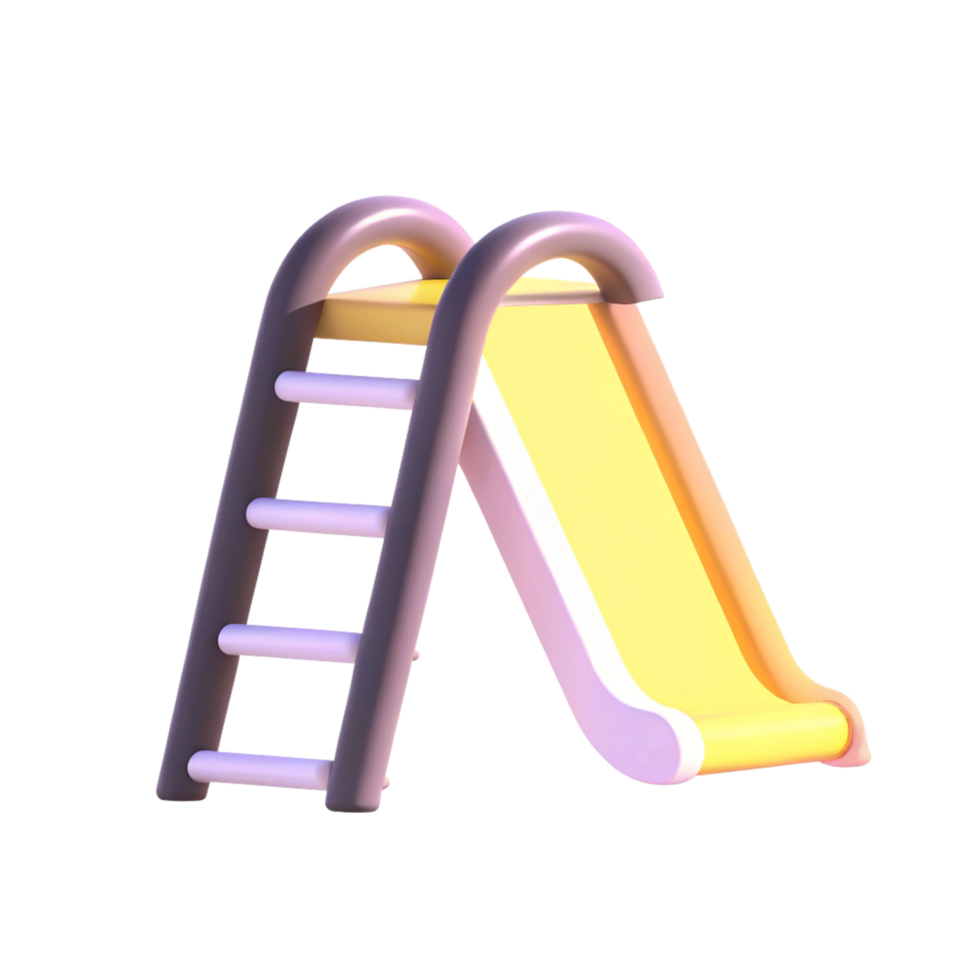 3D Render of a Cartoon Style Yellow and Purple Playground Slide with Ladder png