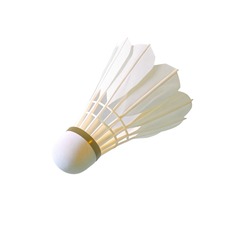 A CloseUp View of a Single White Badminton Shuttlecock on a Black Background png