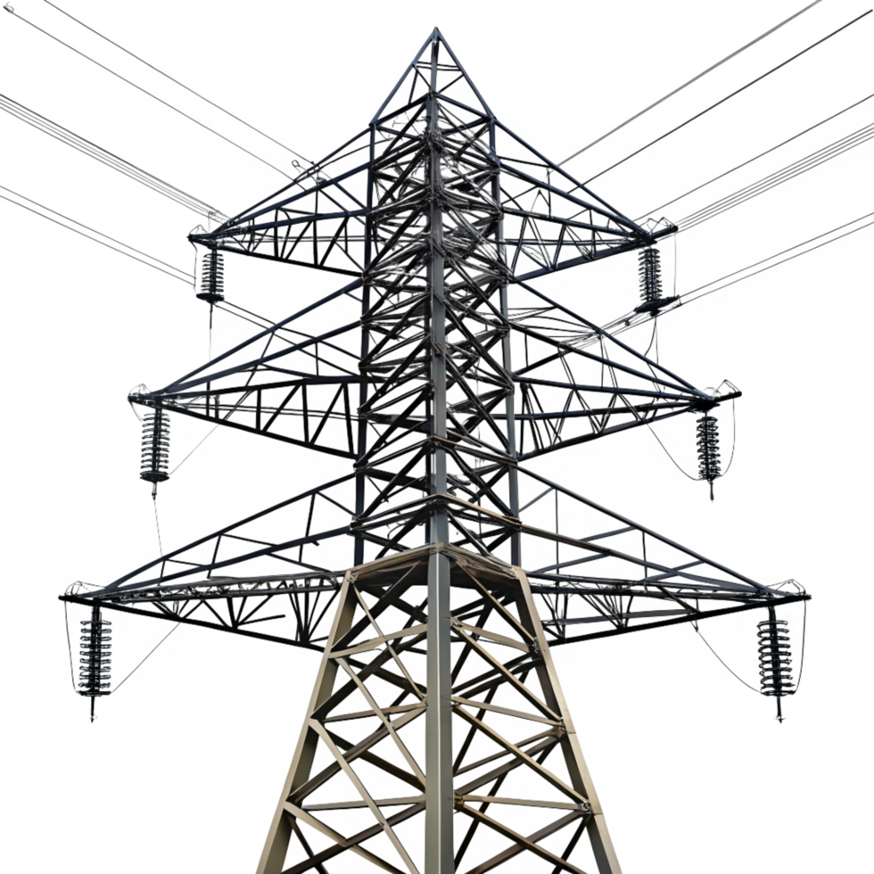 High Voltage Power Transmission Tower Electrical Pylon Energy Infrastructure Grid Electricity png