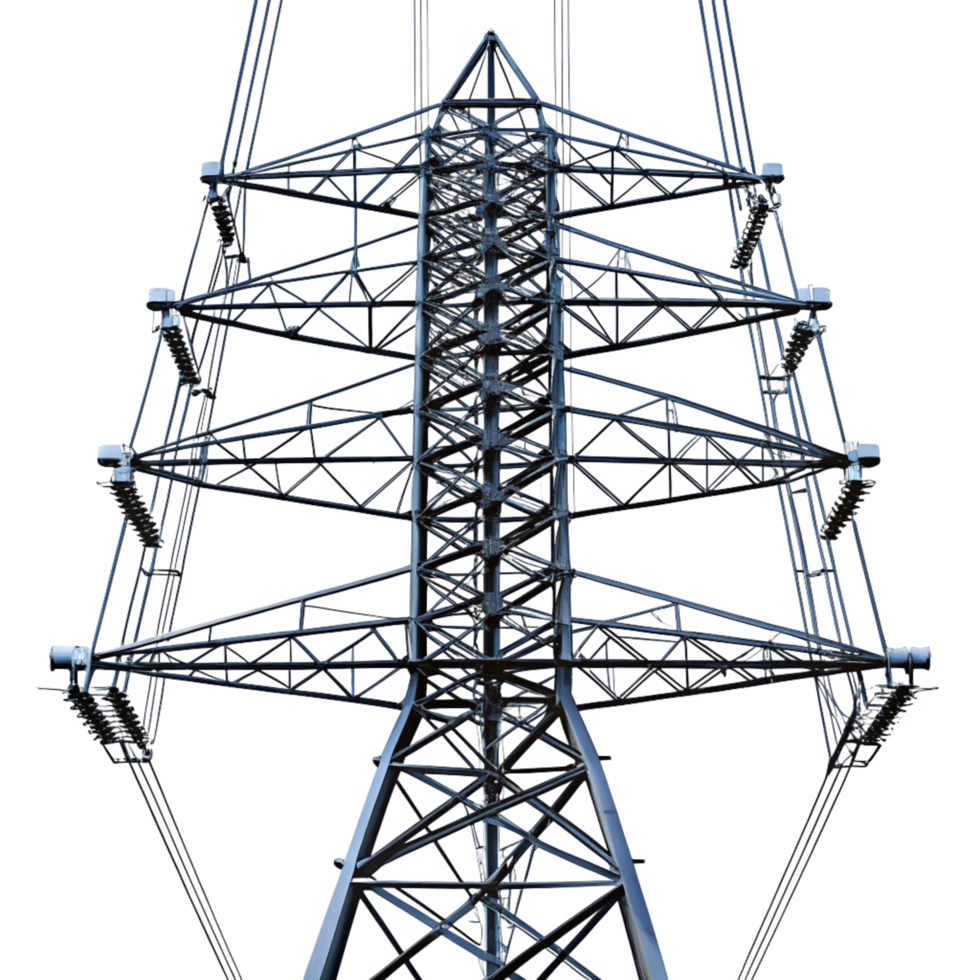 High Voltage Power Transmission Tower Structure Detailed View png