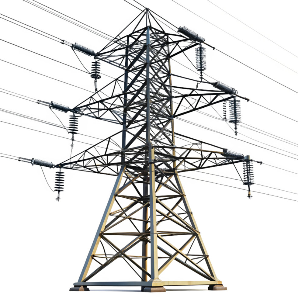High Voltage Power Transmission Tower Electricity Pylon Energy Infrastructure Grid png