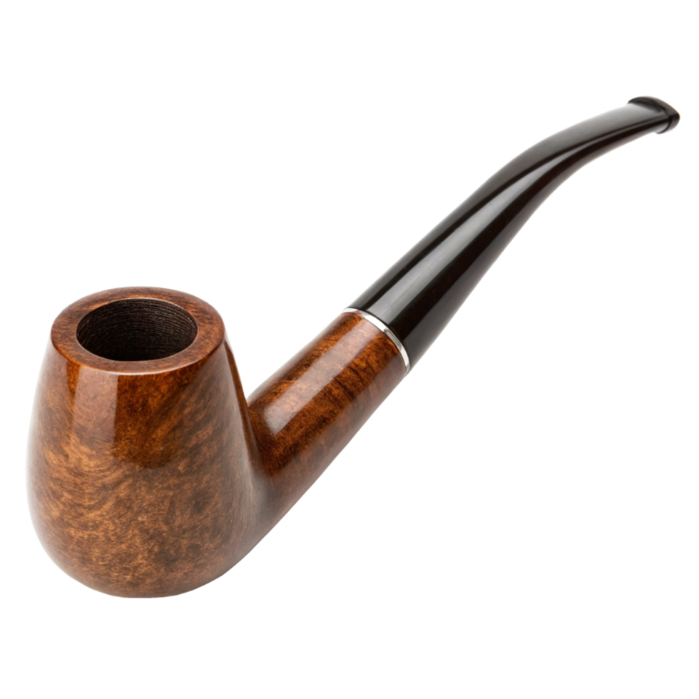 Highquality Brown Tobacco Pipe with a Dark Brown Stem on a Black Background png