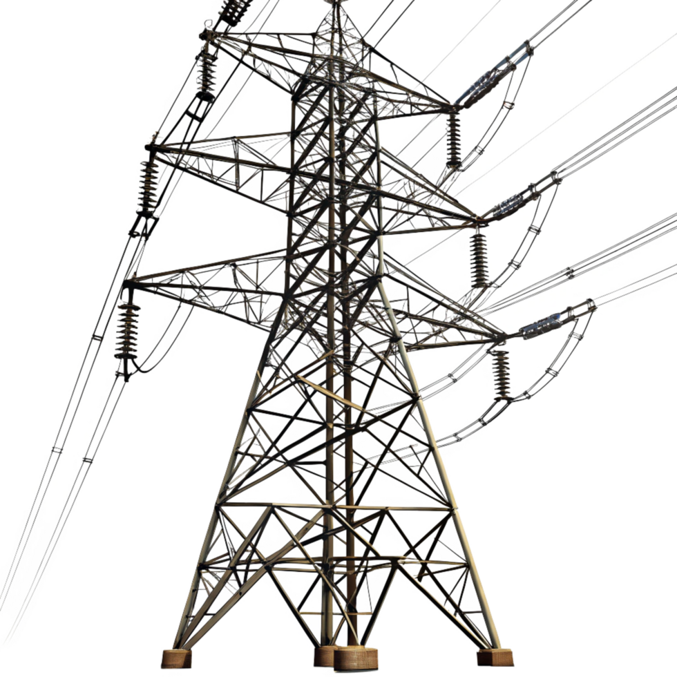 Highvoltage Power Transmission Tower Electrical Grid Infrastructure Electricity Pylon Energy Network Steel Structure png