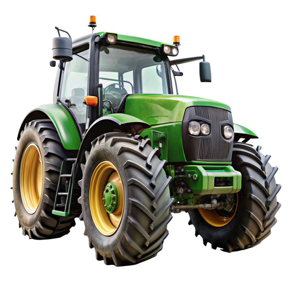 Powerful Green Farm Tractor with Large Tires and Modern Features png