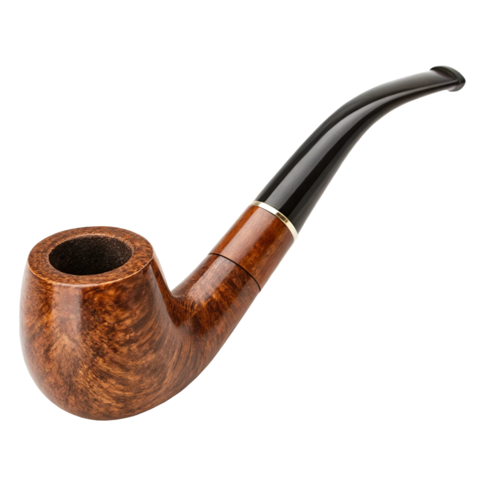 Highquality Briar Wood Tobacco Pipe with a Classic Bent Shape and Polished Finish png