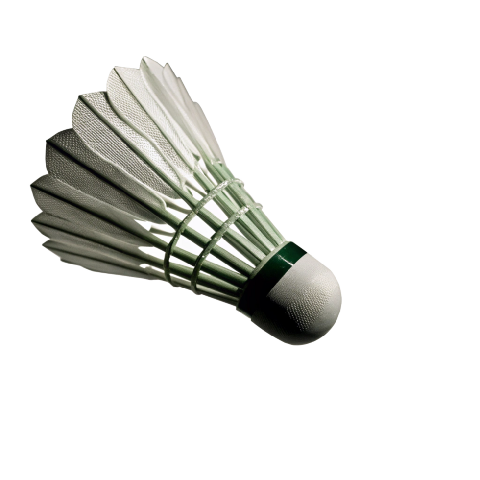 Closeup of a Single White Badminton Shuttlecock on Black Background png