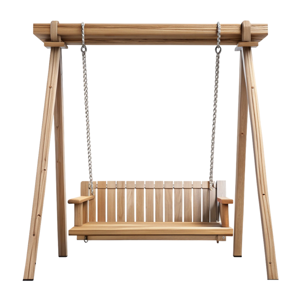 A Wooden Swing Bench for Backyard Relaxation and Outdoor Fun png