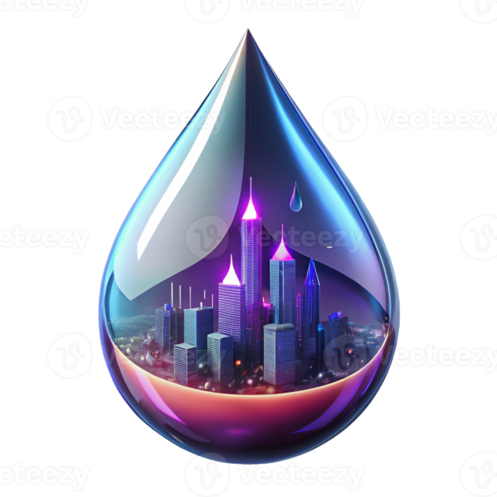 beautiful modern A Futuristic Cityscape Reflected in a detailed png