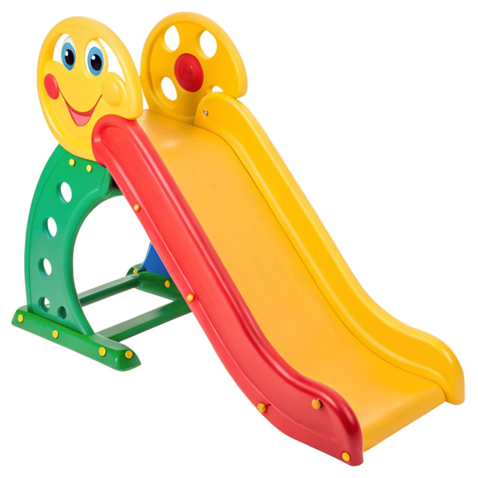 Colorful Plastic Kids Slide with Happy Face Design for Indoor or Outdoor Play png