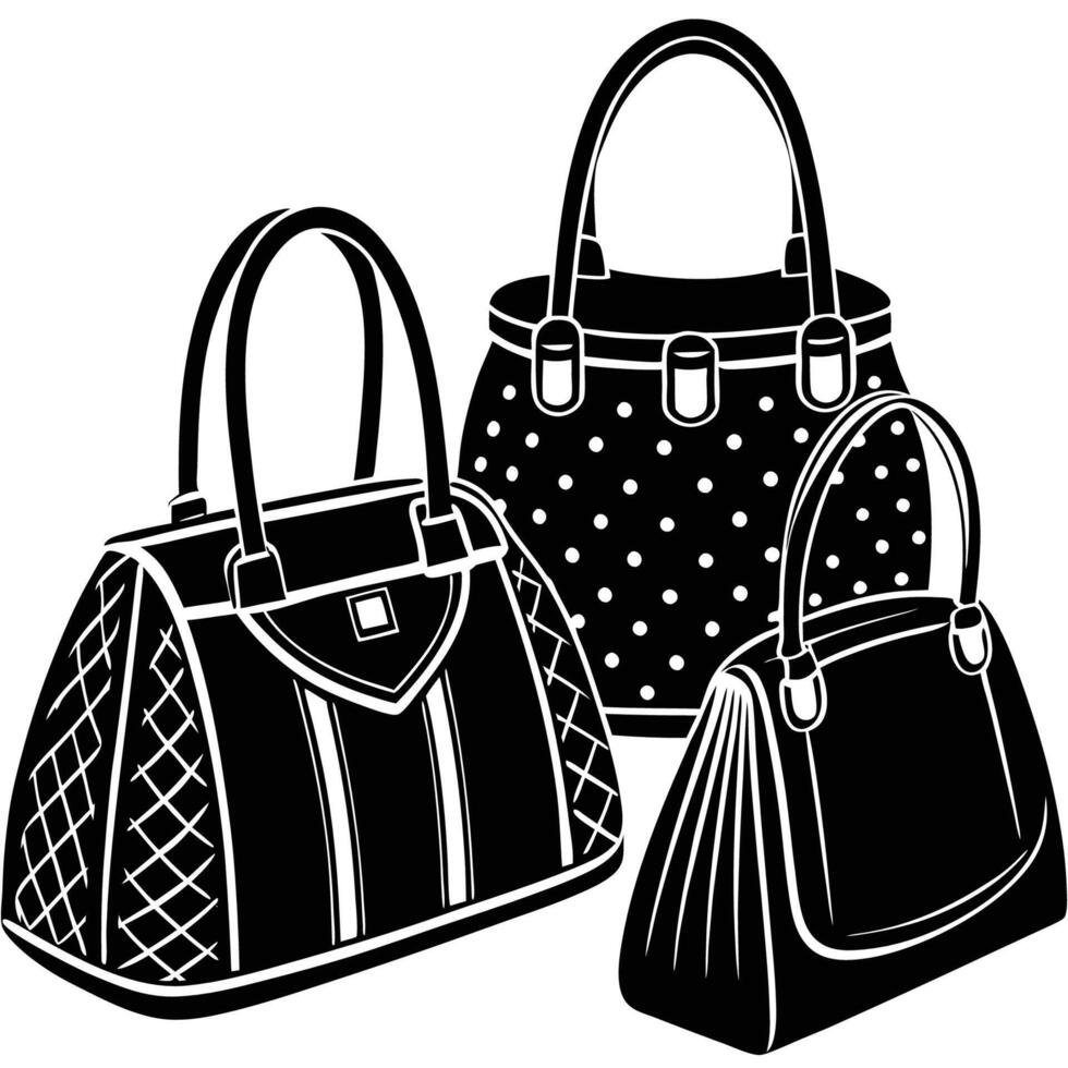 Sophisticated Set of Handbags on a Pristine White Background in Format vector