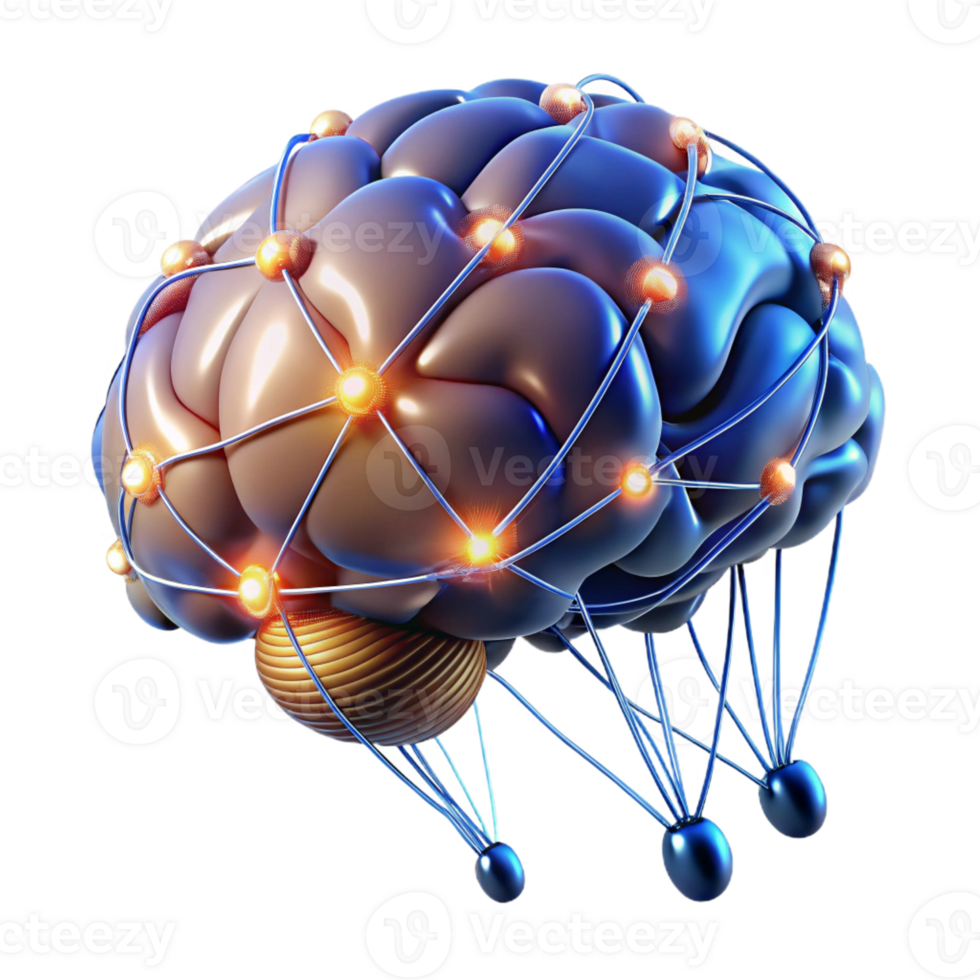 dramatic abstract A Human Brain Connected to a Network of professional png