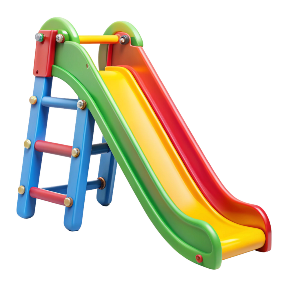 A Colorful Plastic Children's Playground Slide with Ladder for Outdoor Fun png