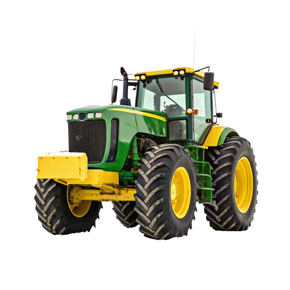 Powerful Green and Yellow John Deere Tractor on Black Background png