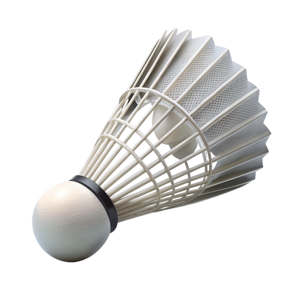 Closeup view of a single white nylon shuttlecock for badminton png