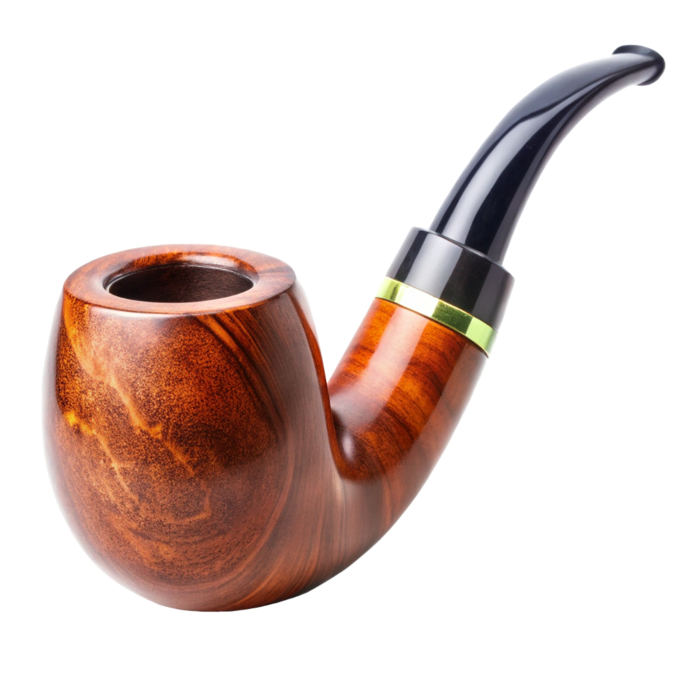 Highquality Wooden Tobacco Pipe with a Dark Brown Bowl and Black Stem png