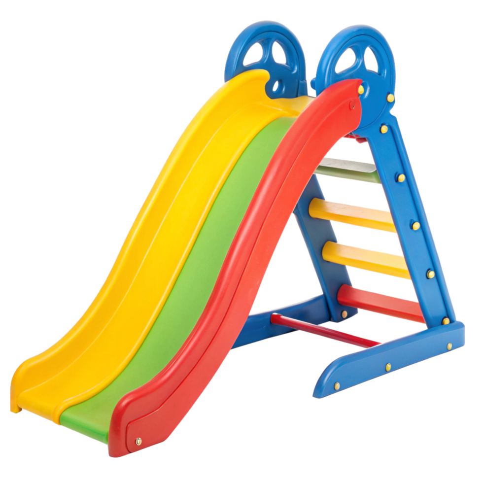 A Colorful Plastic Children's Playground Slide with Climbing Ladder for Indoor or Outdoor Fun png