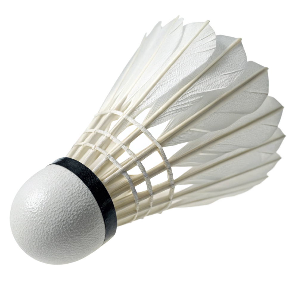A Closeup view of single white shuttlecock for badminton sport png