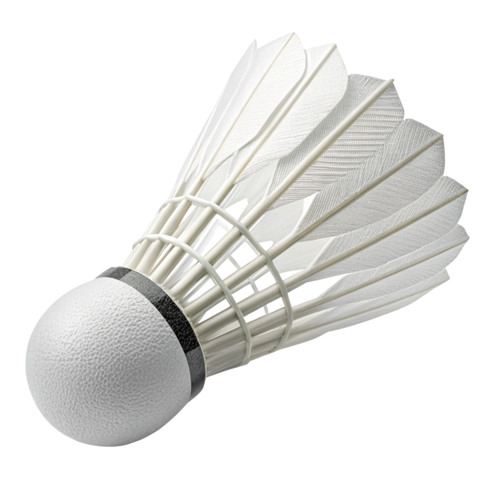 Closeup view of a single white shuttlecock used in badminton sport png