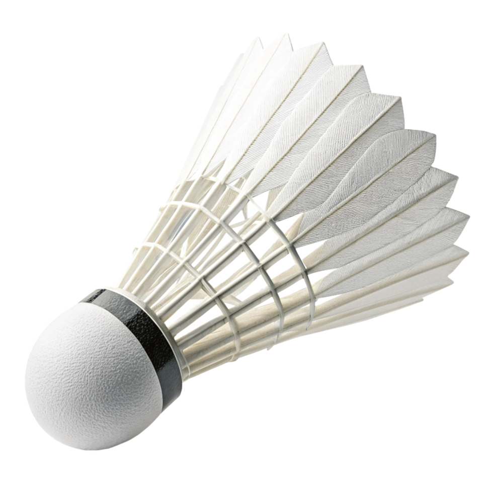 Closeup View of a White Badminton Shuttlecock with Black Band png