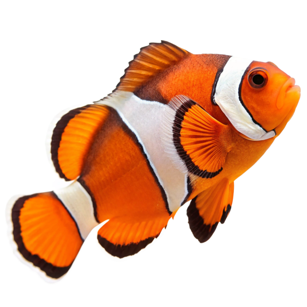 Stunning Closeup of an Orange and White Ocellaris Clownfish png