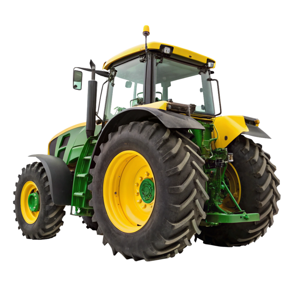 Green and Yellow Farm Tractor with Large Tires png