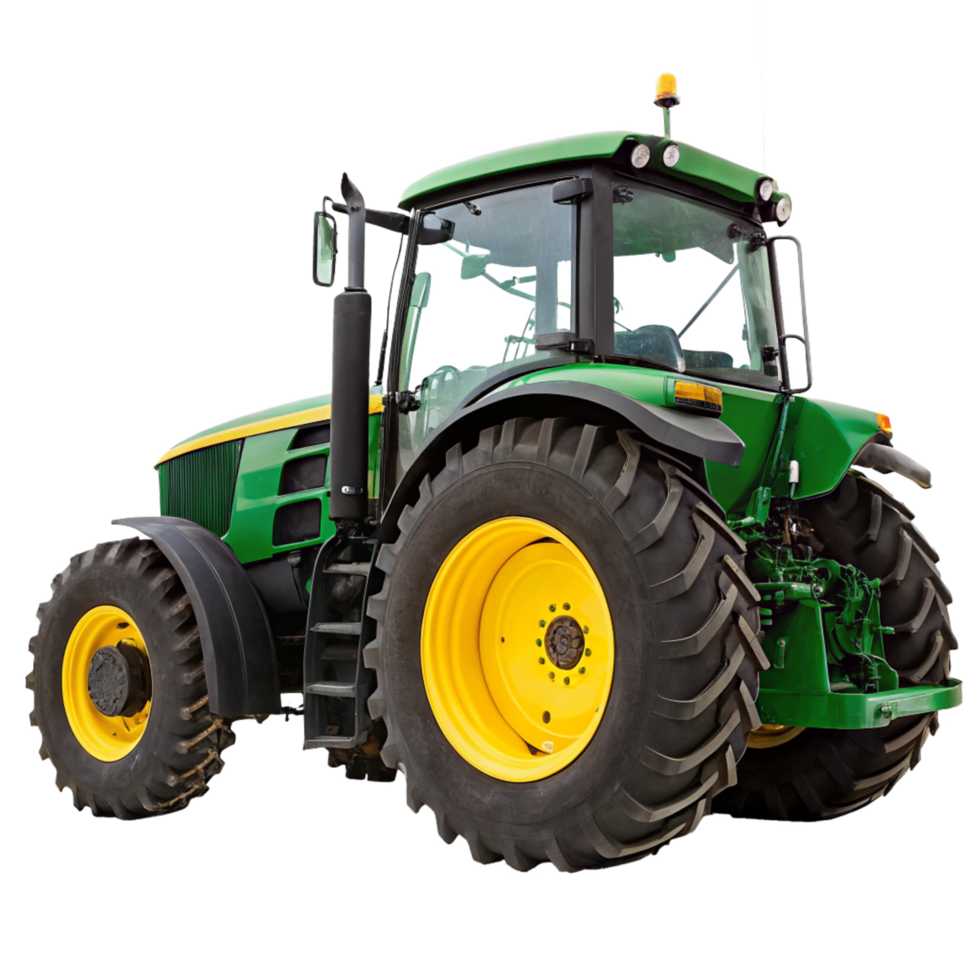 Powerful Green Tractor with Large Yellow Wheels and Modern Design png